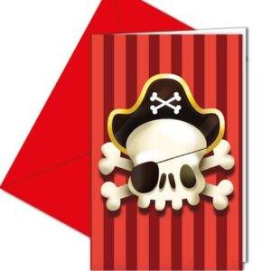 PIRATAS PODEROSAS - 6 cartões de convite com envelope