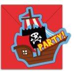VIAGEM DE PIRATAS - 6 convites com envelope