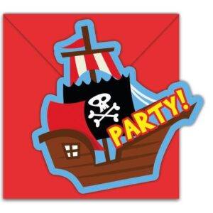 VIAGEM DE PIRATAS - 6 convites com envelope