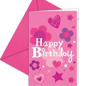 FELIZ ANIVERSÁRIO - 6 cartões de convite com envelope