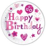 FELIZ ANIVERSÁRIO - 8 pratos de papel grandes