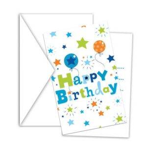 FELIZ ANIVERSÁRIO - 6 cartões de convite com envelope