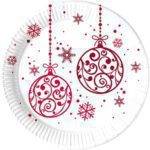 Bolas Vermelhas de Natal - 8 pratos de papel