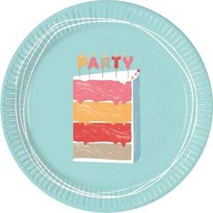 Bolo de Aniversário - 8 pratos de papel grande