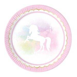 Believe In Unicorns - 8 pratos de papel grandes