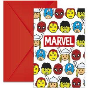 Avengers Team Power - 6 cartões de convite com envelope