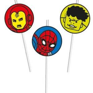 Avengers Team Power - 6 Palhinhas com decoraçao