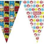 Avengers Team Power - 1 banner com bandeira (triangular) (9 bandeiras)