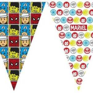 Avengers Team Power - 1 banner com bandeira (triangular) (9 bandeiras)