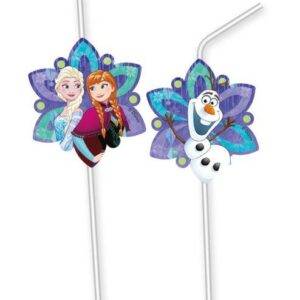 FLOCOS DE NEVE CONGELADOS - 6 Palhinhas flexíveis com figuras