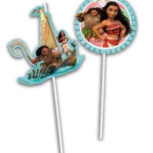 Vaiana - Moana - 6 Palhinhas flexíveis com figuras