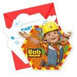 Bob o Construtor - 6 convites com envelope