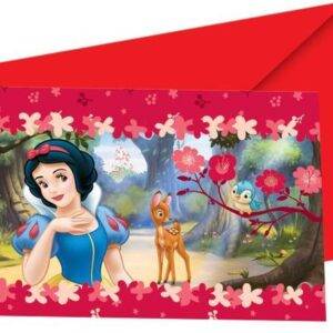Branca de Neve - 6 cartões de convite com envelope