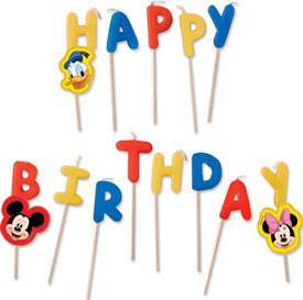 Brincalhão Mickey - 1 velas de palito de feliz aniversário
