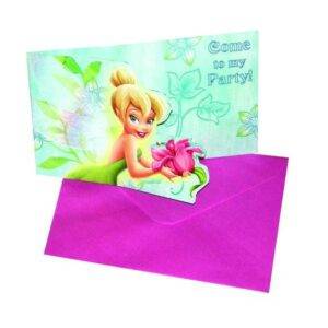 Tinkerbell Flowers Prismatic - 6 convites cortados com envelope