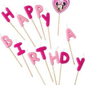 Minnie - Velas de Palito Feliz Aniversário