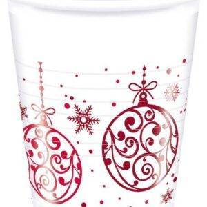 Bolas Vermelhas de Natal - 8 copos de plástico