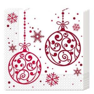 Bolas vermelhas de Natal - 20 guardanapos de papel