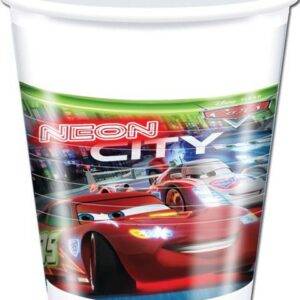 Cars Neon - 8 copos de plástico 200 ml