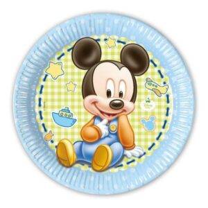 Baby Mickey - 8 pratos de papel grandes 23 cm