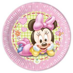 Bebê Minnie - 8 pratos de papel médio 20 cm