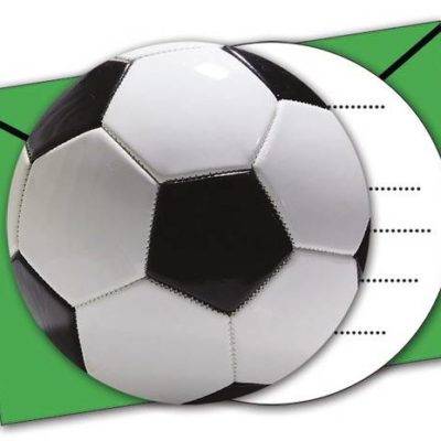FUTEBOL DE FUTEBOL (NOVO) - 6 cartões de convite com envelope