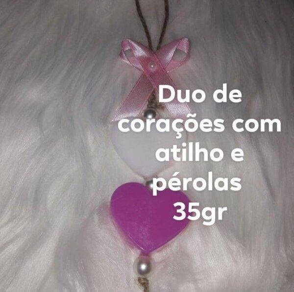 Sabonete Artesanal Duo de corações com atilho e pérolas