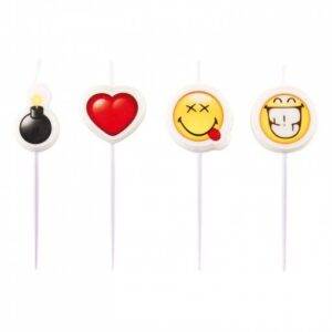 4 VELAS DE ANIVERSÁRIO SMILEY EMOTICONS