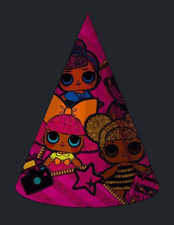 Chapéus cone para festa de aniversário do tema L.O.L