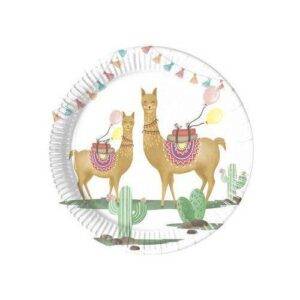 Pratos descartáveis para festa do tema Llama