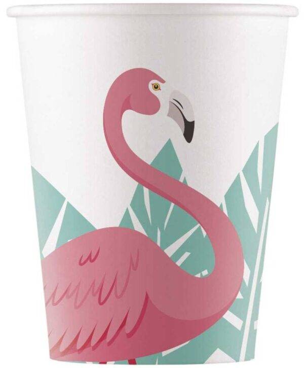 Copos de cartão descartáveis para festa de aniversário do tema Flamingo