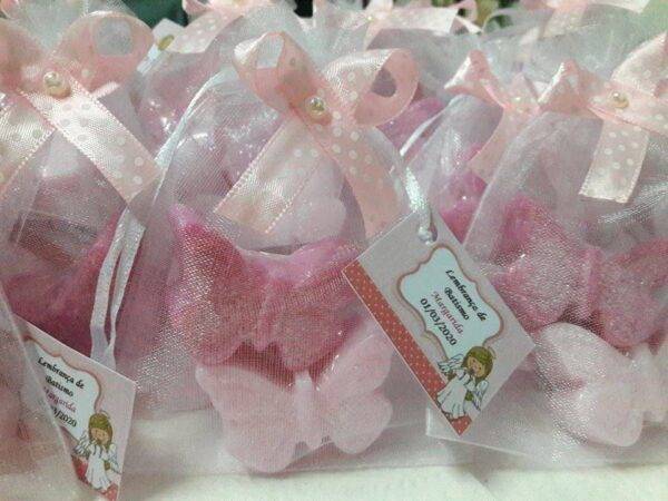 Sabonete Artesanal par de borboletinhas para Baptizado, Comunhão