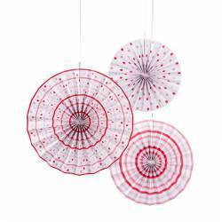 PACK DE 3 ABANICOS DECORATIVOS EM ROSA