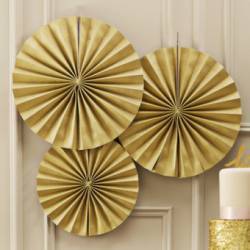 PACK DE 3 ABANICOS DECORATIVOS EM DOURADO