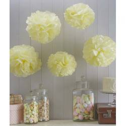 PACK DE 5 POMPOMS AMARELOS