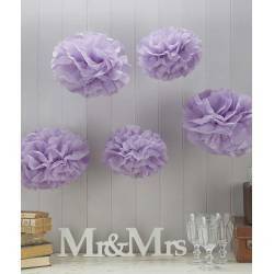 PACK DE 5 POMPOMS LILAZ