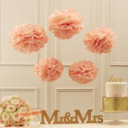 PACK DE 5 POMPOMS ROSA PASTEL