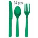 PACK DE 24 TALHERES PLÁSTICO VERDE