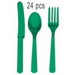 PACK DE 24 TALHERES PLÁSTICO VERDE