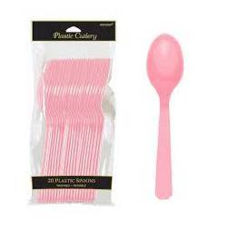 COLHERES DE PLÁSTICO ROSA