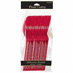 COLHERES DE PLÁSTICO VERMELHO