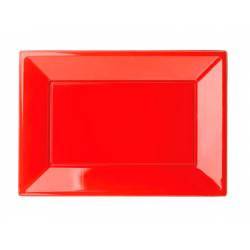LOTE DE 3 BANDEJAS DE PVC VERMELHO