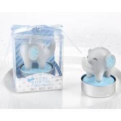 VELA BAPTISMO AZUL DE ELEFANTE NA CAIXA DE PRESENTE