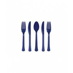 PACK DE 24 TALHERES PLÁSTICO AZUL ESCURO