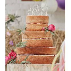 TOPPER DE MADEIRA PARA O BOLO "JUST MARRIED"