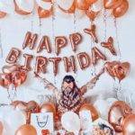 Foil Balões Happy Birthday, 340x35cm, rose gold