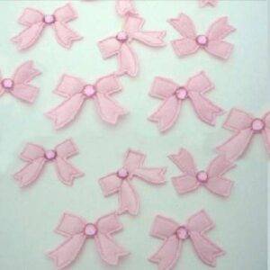 Laço de cetim rosa com brilhante