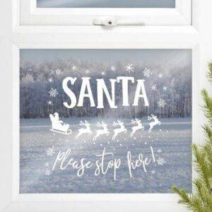 Santa Please Stop Here - Autocolante para Janela