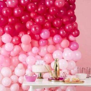 Ombre Pink, parede com 210 balões