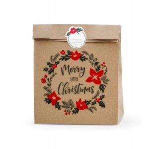 Sacos de presente Feliz Natal, feitas de papel kraft